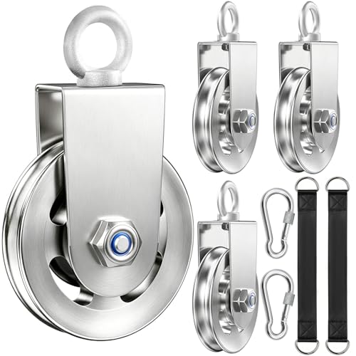 GardenNow Silent Gym Cable Pulley Wheel for Home DIY Gym Pulley System, Upgraded Heavy-Duty Bracket, 3.54 in/90 mm Gym Pulley for Maximum 660LBS Load, Compatible with LAT Pulldown& Cable Exercises - color: silver, size: 4