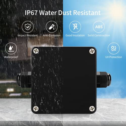 ABS IP67 Waterproof Dustproof Electrical Junction Box, with 15A 600V Barrier Terminal Cable Connector, 1IN/1Out Power Junction Box（2.48 * 2.28 * 1.37in） - size: 1T1 2.48" x 2.28" x 1.37"