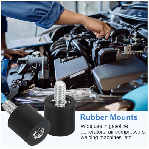 uxcell M3 Rubber Mounts, 4Pcs 8x8mm(DxH) Rubber Cylindrical Anti Vibration Isolator Shock Absorber with Lock Nuts for Car Bobbin Generator Air Compressors - size: M3x8mm, 8x8mm Rubber