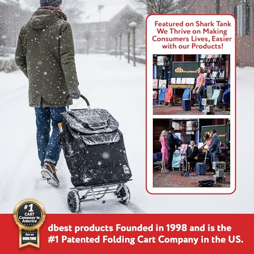 dbest products Bigger Trolley Dolly, Black Shopping Grocery Foldable Cart - color: Black