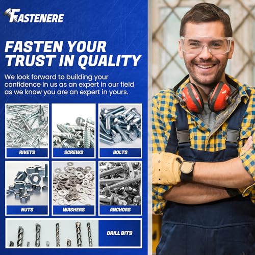 Fastenere Pop Rivets - 1/8" x 1/8" (100 pcs) Heavy Duty, Open-End, Low Carbon Steel, Dome-Head Blind Rivets, Corrosion-Resistant & High Shear Strength, 4-2 Gap 0.063"-0.125" - size: 1/8" x 1/8" (4-2) (100 Pack)