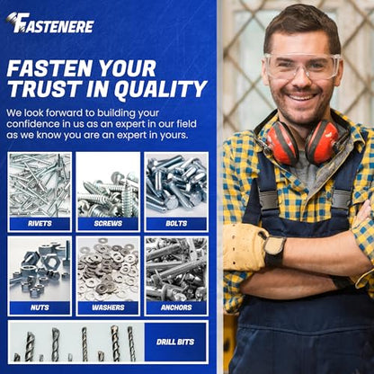 Fastenere Pop Rivets - 1/8" x 1/8" (100 pcs) Heavy Duty, Open-End, Low Carbon Steel, Dome-Head Blind Rivets, Corrosion-Resistant & High Shear Strength, 4-2 Gap 0.063"-0.125" - size: 1/8" x 1/8" (4-2) (100 Pack)