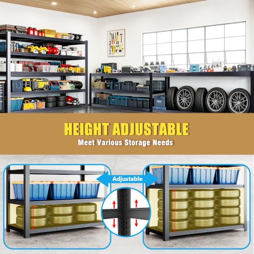84" H Heavy Duty Wire Garage Shelving, 5-Tier Adjustable Industrial Metal Storage Shelving Unit,Standing Storage Rack for Warehouse and Basement, 24" D x 55" W x 84" H - size: 84"H × 54.9"W × 23.9"D