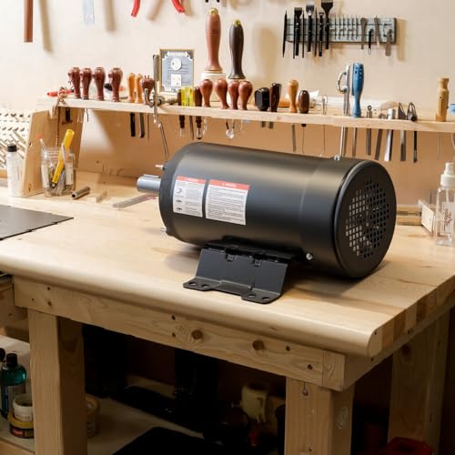 VEVOR 5 HP Electric Motor, 1725RPM Air Compressor Motor, CW/CCW Rotation, 1.125 inch Shaft Diameter, 2.75inch Shaft Length, 20.7N.m Torque, Three-Phase, TEFC Cooling, 230V/460V, 184T Frame - size: 5P B-2.75in Shaft Length