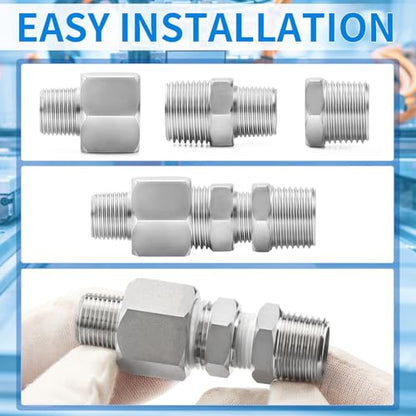ChillWaves 304 Stainless Steel Pipe Fitting, Reducer Hex Nipple 3/4" NPT Male x 1/2" NPT Male Thread Adapter(6-PACK) - size: 3/4" NPT x 1/2" NPT