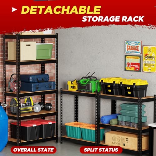 BestOffice 5 Tier Storage Shelves Adjustable Garage Shelves 15.7" D x 35.4" W x 72" H Heavy Duty Garage Shelving with Premium Materials MDF Boards for Kitchen Basement Warehouse Pantry - size: 36"W x 16"D x 72"H