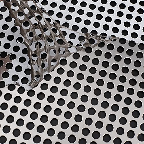 Perforated Metal Sheets Perforated Stainless Steel Sheet-Sheet Metal with Holes-20GA 0.4 Inch Hole 19.3 Inch X19.3 Inch-Suitable for Ventilation Smoking and Decorative Screen Style Grilles - size: 19.3"X19.3"