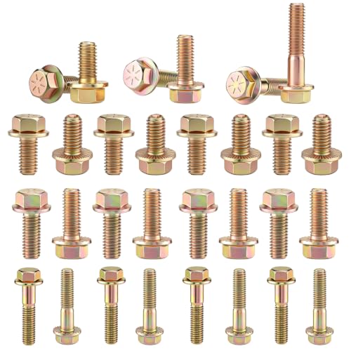 Hicarer 24 Pcs Grade 8 Hex Flange Bolts 3/8-16 Coarse Thread Assortment Kit