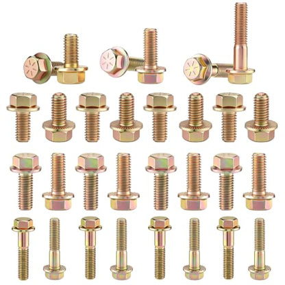 Hicarer 24 Pcs Grade 8 Hex Flange Bolts 3/8-16 Coarse Thread Assortment Kit
