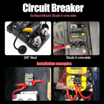 E9 3/8" Studs 40 Amp Circuit Breaker w/Manual Reset Waterproof UL - size: 3/8" Studs -40A