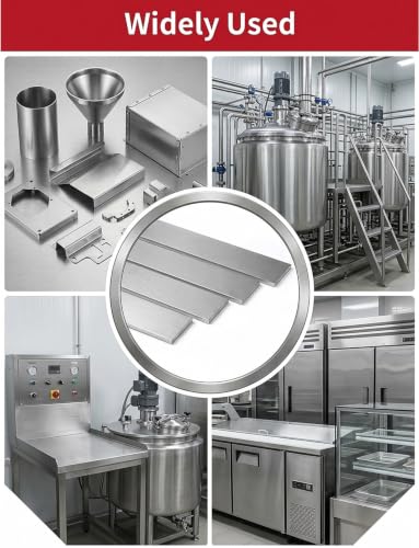 4pcs Cutable 304 Stainless Steel Flat Bar 1/8" Thickness,16" Length, 1" Width Metal Bar, Rectangular Brushed Finishing Trim Strips Sheet for DIY Craft Making - size: 16 x 1 x 1/8 Inch