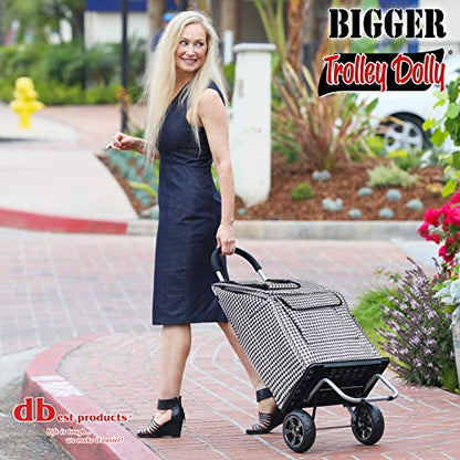 dbest products Bigger Trolley Dolly, Houndstooth Shopping Grocery Foldable Cart - color: Houndstooth