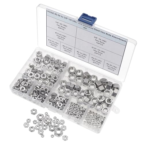 #2-56 to 3/8"-16 UNC 304 Stainless Steel Hex Nuts Assortment Kit