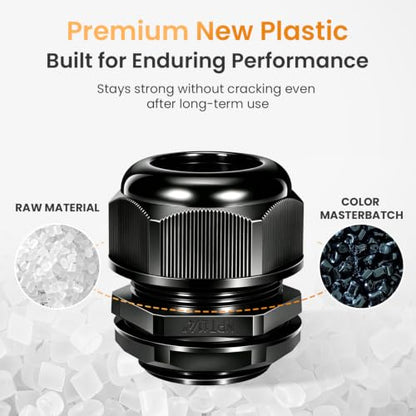 QILIPSU 10pcs 1-1/4" NPT Cable Gland Waterproof IP68 Nylon Cable Pass Through Cord Grip Connector Strain Relief Wire Grommet - size: 1-1/4" NPT 10pcs