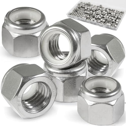 #10-32 Lock Nut, 150Pcs Stainless Steel Nylock Insert Locking Nuts - size: #10-32, 150 Pack