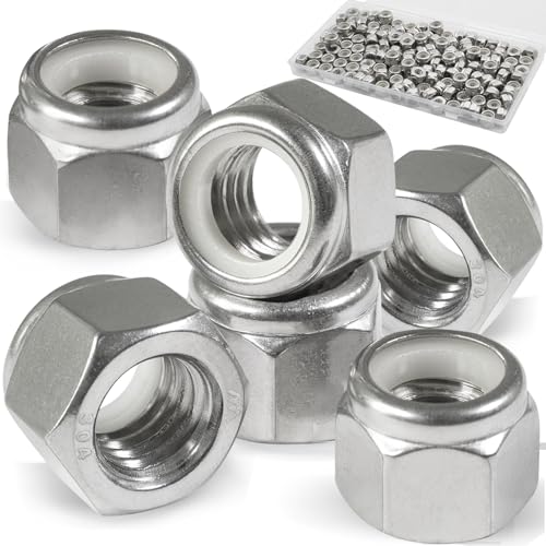 #10-32 Lock Nut, 150Pcs Stainless Steel Nylock Insert Locking Nuts - size: #10-32, 150 Pack