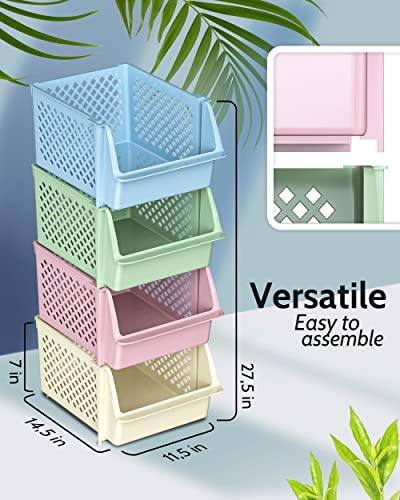 Skywin Stackable Storage Bins Open Front for Pantry Storage, 4 Pack - Multi - color: Multicolor, size: 4 Pack