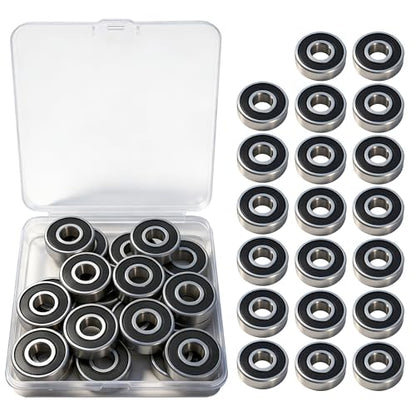20PCS 608 2RS Deep Groove Ball Bearings Steel 8mm x 22mm x 7mm Miniature Ball Bearing Double Rubber Sealed Bearings Pre-Lubricated Small Bearings for 3D Printers - size: 608 2RS