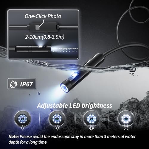 Endoscope Camera with Light, 1920P HD Borescope with 8 Lights (Dual Lens)