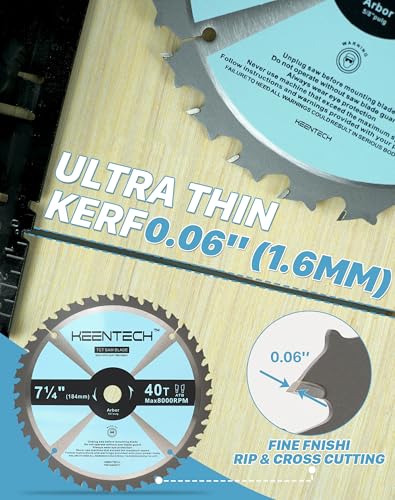 KEENTECH 7-1/4" Saw Blade 40T, 3-Pack, Fine Finish for Wood