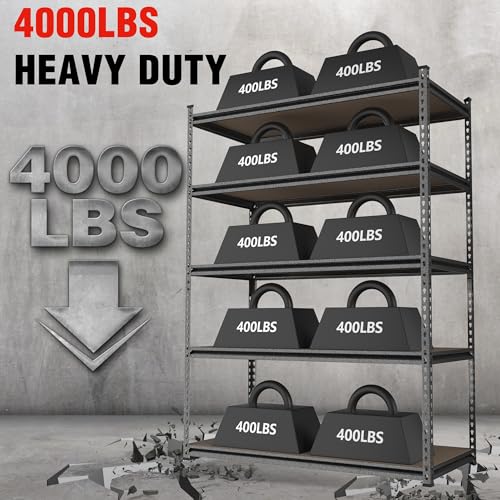 WORKPRO 5-Tier Adjustable Metal Shelving, 36”Wx18”Dx72”H,4000LBS Capacity - color: Black, size: 36"W x 18"D x 72"H