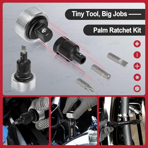 63-Piece 1/2" Drive Impact Socket Set, SAE (3/8 to 1 inch) and Metric (10-24mm) Socket Wrench Set with Extension Bars, Palm Ratchet Kit, CR-V Steel for Auto/Industrial Repairs - size: 63-Piece 1/2" Drive Impact Socket Set