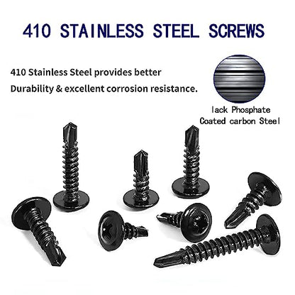 410 Stainless Black #8x1 Phillips Head Self-Drilling Screws 100 pcs - color: BLACK, size: #8x1"