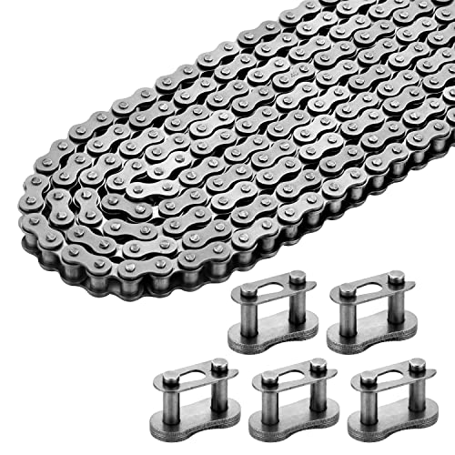 ANSI #40 Roller Chain, 10 Feet 240 Links with 5 Connecting Links, 1/2 Inch Pitch, Fits Go Karts, Mini Bikes, Scooters, Motorcycles, Bicycles, ATVs, Dirt Bikes and Industrial Machinery - size: 10 Feet, style: 240 Links