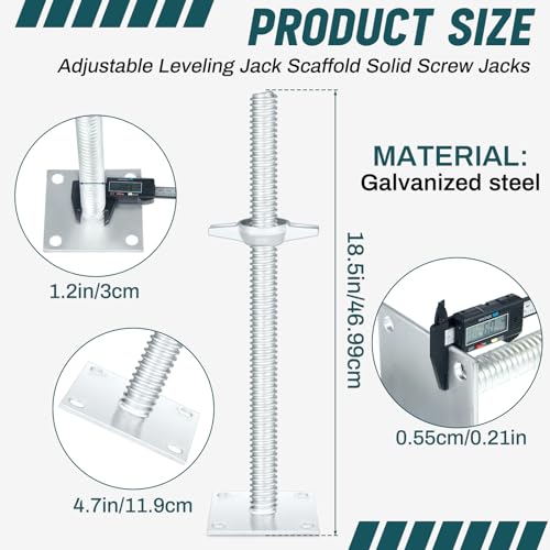 Zonon 4 Pack 18 Inch Adjustable Leveling Jacks Scaffolding Hollow Screw Jacks with Base Plate for Baker Style Scaffolding Baker Scaffold - size: 18 Inch