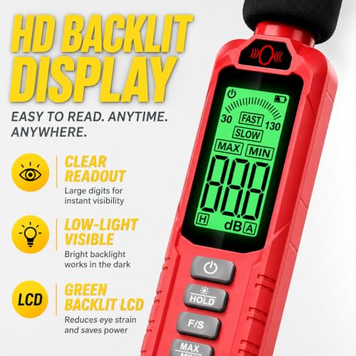 GL81A Digital Sound Level Meter,30‑130dB A‑Weighted SPL Tester-BLACK-RED - color: Red