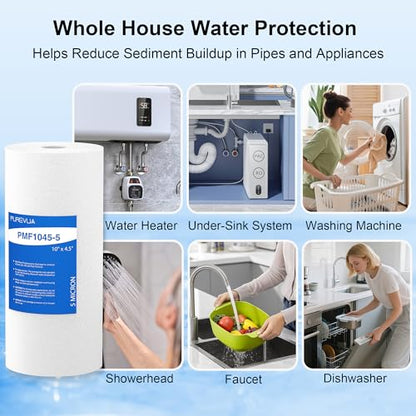 10" x 4.5" Whole House Sediment Water Filter 5 Micron, 4 Pack