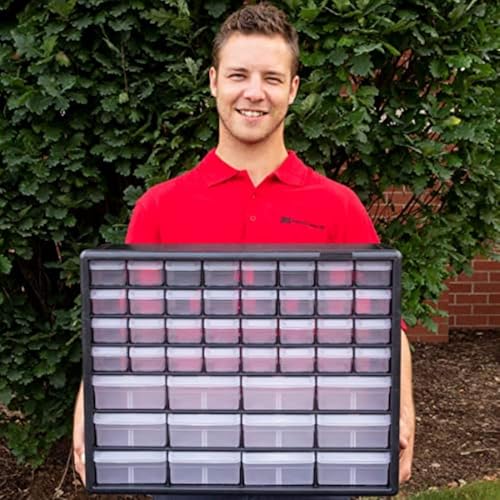 Akro-Mils 44-Drawer Plastic Drawer Storage Cabinet for Garage Organization, Bead Organizer, Building Bricks Storage, Teacher Toolbox, Makeup Organizer, 20" W x 6" D x 16" H, 10144 Black (Pack of 2) - color: Black, size: 44 Drawer, style: 2 pack