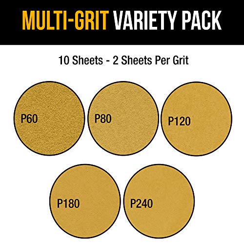 Dura-Gold 9" Drywall Sanding Discs, Grits 60, 80, 120, 180, 240 Hook & Loop - size: Variety Grit