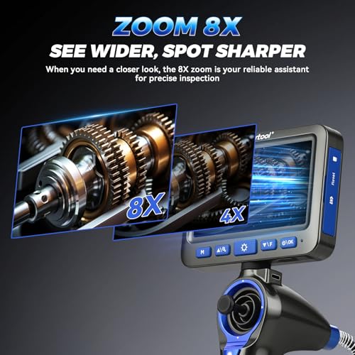 4-Way Articulating Borescope,1080P 8X Zoom 6.2mm Probe for Auto Engine - size: 4-Way 360°
