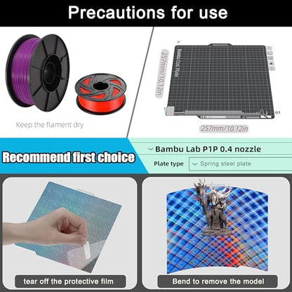 Build Plate for Bambu Lab P1S A1 P2S X1 X1E P1P 3D Printer, Spring Steel Flexible Plate for Bambu 3D Printers, 257x257mm, Smooth Skynet +Smooth Star - color: Skynet + Star