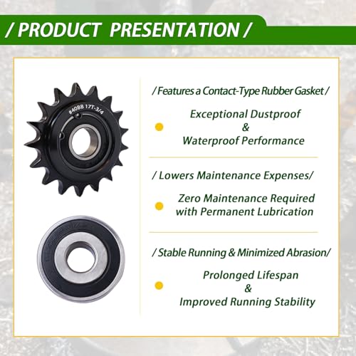 #40 Idler Sprocket 15 Tooth 5/8" Bore with 6202 Bearing Black Oxide Chain Tensioner for Mini Bike Go-Kart High Speed Conveyor Industrial, Hardened Steel - size: 15tooth, style: 5/8‘’bore size