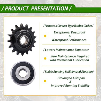 #40 Idler Sprocket 15 Tooth 5/8" Bore with 6202 Bearing Black Oxide Chain Tensioner for Mini Bike Go-Kart High Speed Conveyor Industrial, Hardened Steel - size: 15tooth, style: 5/8‘’bore size
