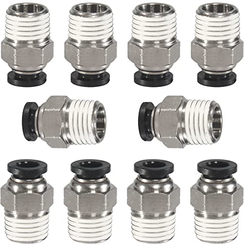 1/4" OD x 1/4" Male NPT Push-to-Connect Air Fittings, 10-Pack - size: OD 1/4 - NPT 1/4, style: Male thread