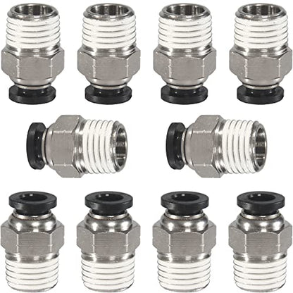 1/4" OD x 1/4" Male NPT Push-to-Connect Air Fittings, 10-Pack - size: OD 1/4 - NPT 1/4, style: Male thread