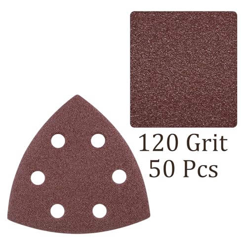 50pcs Mouse Sander Detail Sandpaper 120Grit 3-1/2" Triangle - size: 120 grit