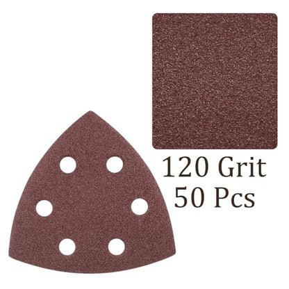 50pcs Mouse Sander Detail Sandpaper 120Grit 3-1/2" Triangle - size: 120 grit