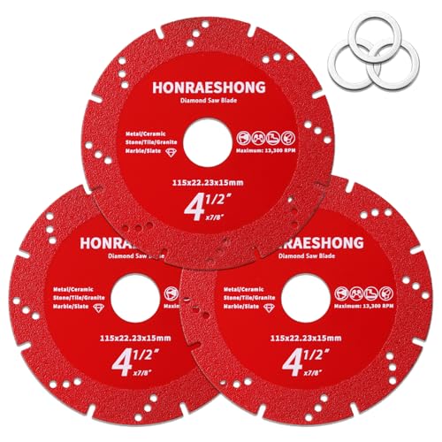 3 PCS 4.5 Inch Diamond Cutting Blades for Angle Grinder