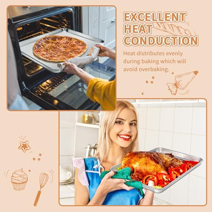 Stainless Steel Baking Sheet Pan Set of 2, Cookie Sheets 16 x 12 x 1 Inch - size: 16 inch