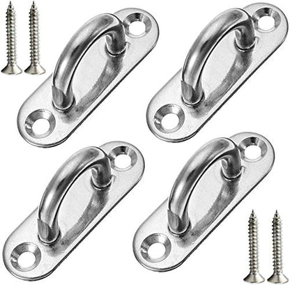 4Pcs 3.1Inch 304 Stainless Steel Ceiling Hooks Pad Eyes Plate with Screws