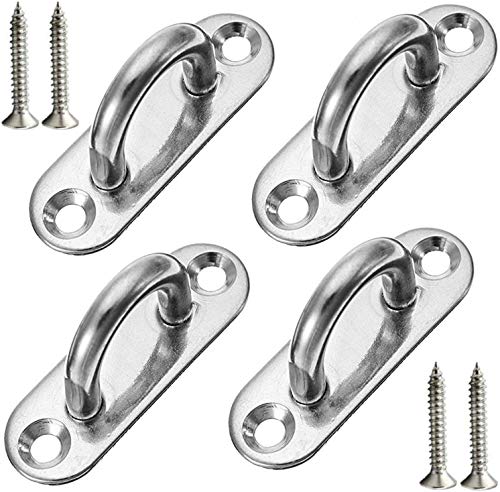 4Pcs 3.1Inch 304 Stainless Steel Ceiling Hooks Pad Eyes Plate with Screws