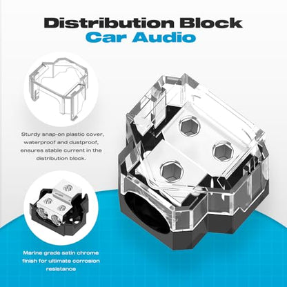Distribution Block, Malictele 2 Way Power Distribution Block 1x 0/2/4 Gauge Input 2X 4/8 Gauge Output Out Amp Power Distribution Block Car Audio Splitter for Vehicles Boats 2 Pack - size: 2-Way Power Distribution Block 2PCS