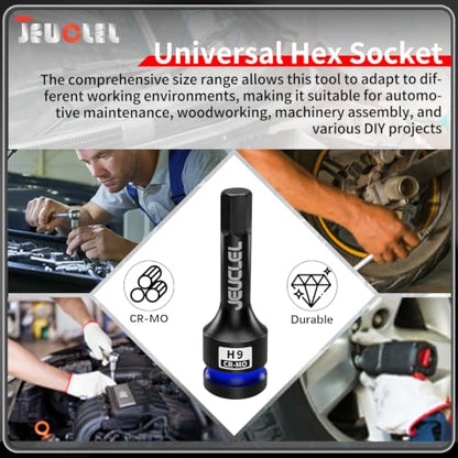 9mm Hex Impact Bit Socket, H9 1/2" Drive Allen Socket, Cr-Mo Steel - size: 1PC | H9 9MM