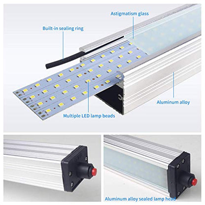 Magnetic Work Light, LED Machine Light with 44 LEDs, Waterproof with 19 Inch Gooseneck, IP66 Rating, 800 Lumen, 120 Volt for Lathe Machine Tools - size: 800 lumens + Magnetic Base + Two-Pin Plug
