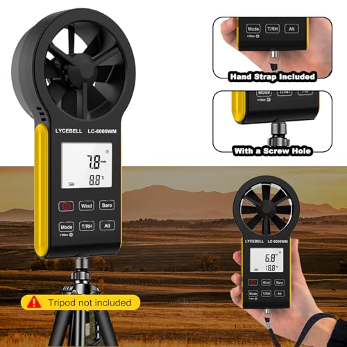 7-in-1 Anemometer Handheld CFM Meter for Wind Speed, Atmospheric Pressure, Wind Chill, Temperature, Humidity, Altitude, Dew Point Temp, Digital Air Flow Wind Gauge HVAC Outdoor Weather Meter