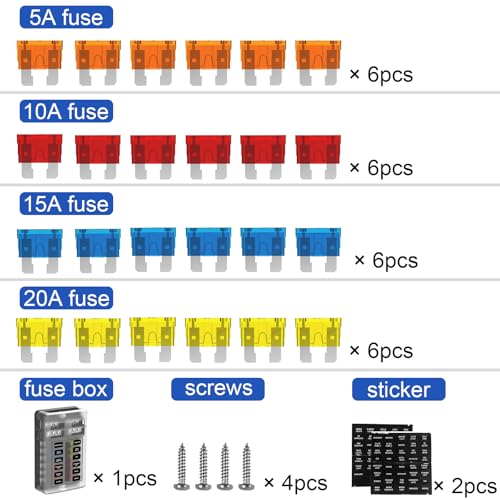 12 Way Fuse Block Box 12V/24V DC, ATC/ATO Fuse Panel with LED Indicator for Marine Boat Automotive Motorcycle - style: 12 Way